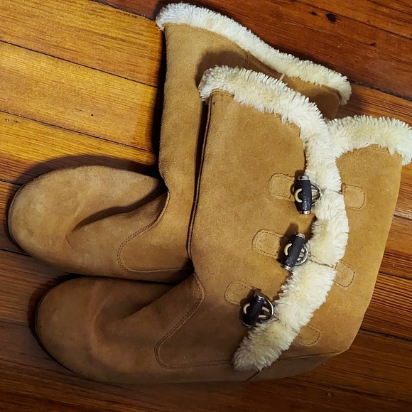 Bass "Grove" Women's Shearling style Suede Boots-8M-Chestnut - Picture 3 of 10